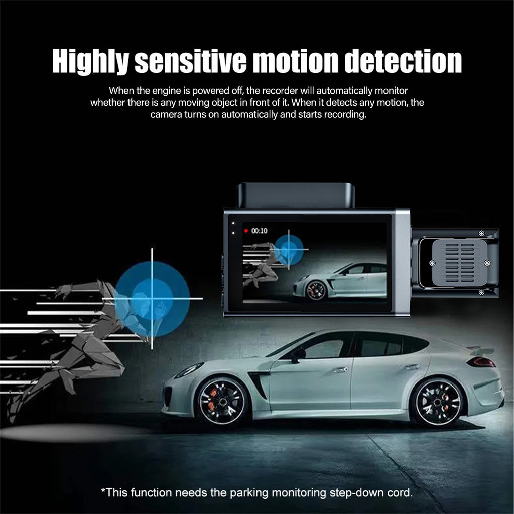 3-Lens Dash Cam Pro – 1296P HD WiFi Front, Rear & Interior Camera