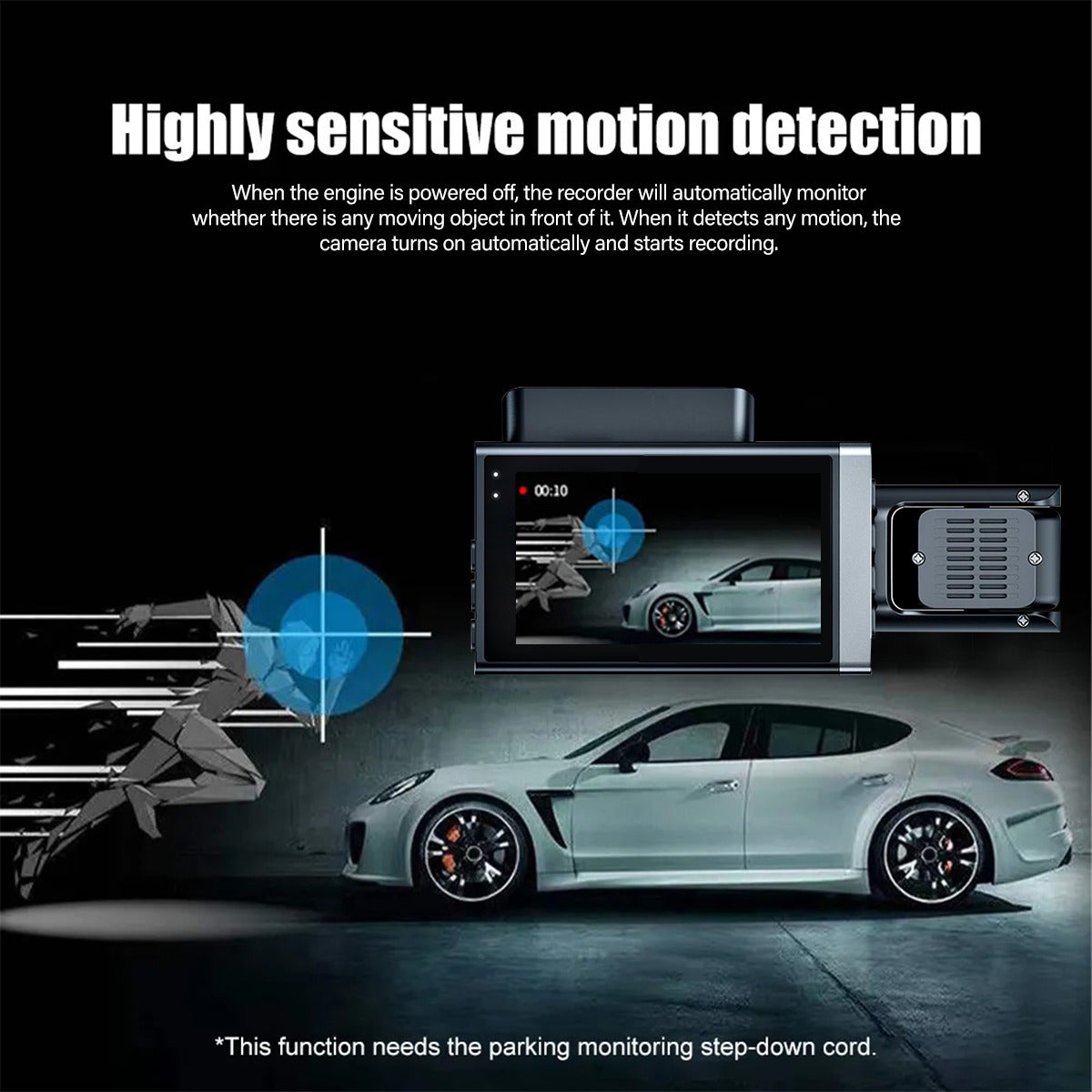 3-Lens Dash Cam Pro – 1296P HD WiFi Front, Rear & Interior Camera